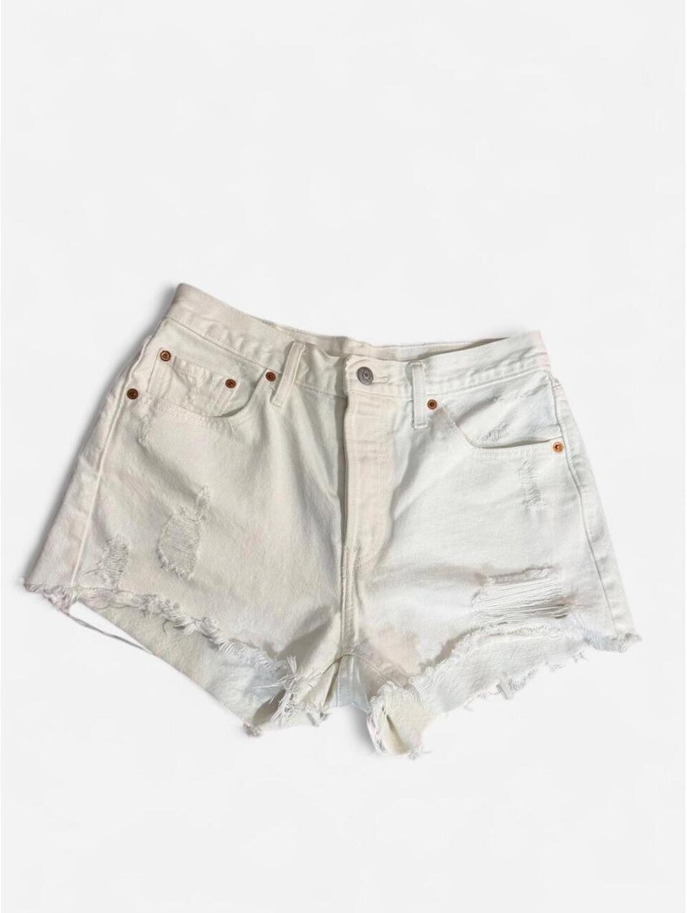 White Levi's denim shorts